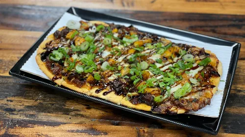 Burnt End and Peach Flatbread